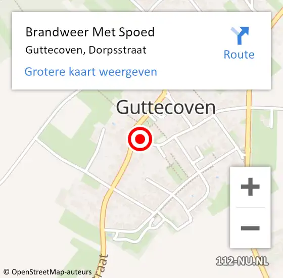 Locatie op kaart van de 112 melding: Brandweer Met Spoed Naar Guttecoven, Dorpsstraat op 19 februari 2022 08:56