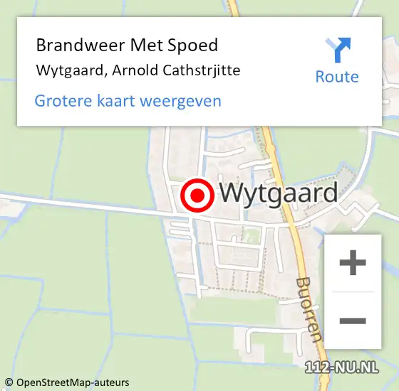 Locatie op kaart van de 112 melding: Brandweer Met Spoed Naar Wytgaard, Arnold Cathstrjitte op 19 februari 2022 09:02