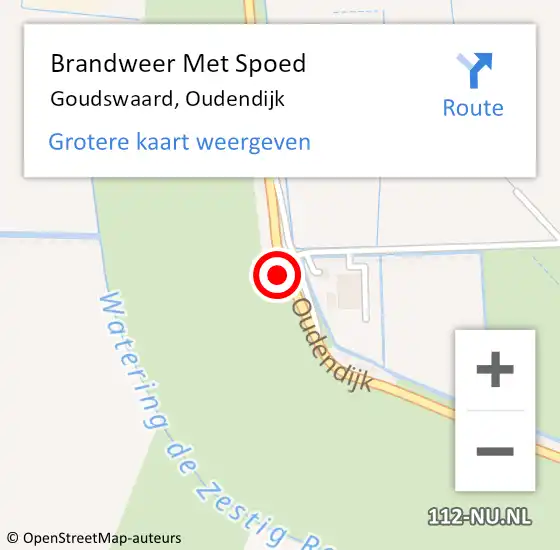 Locatie op kaart van de 112 melding: Brandweer Met Spoed Naar Goudswaard, Oudendijk op 19 februari 2022 09:05