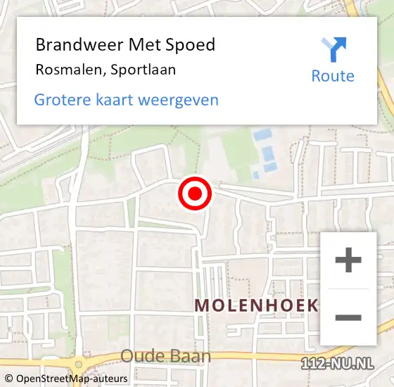 Locatie op kaart van de 112 melding: Brandweer Met Spoed Naar Rosmalen, Sportlaan op 19 februari 2022 10:40