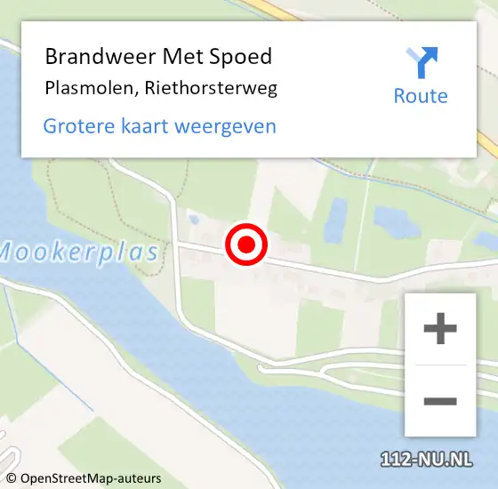 Locatie op kaart van de 112 melding: Brandweer Met Spoed Naar Plasmolen, Riethorsterweg op 19 februari 2022 10:43