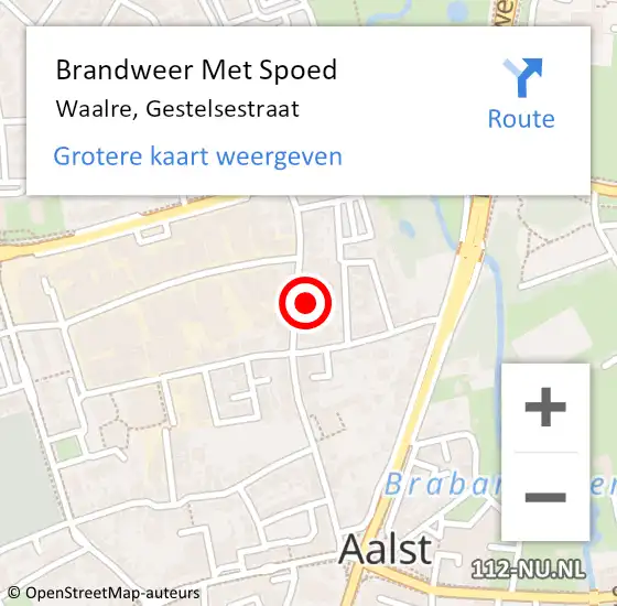 Locatie op kaart van de 112 melding: Brandweer Met Spoed Naar Waalre, Gestelsestraat op 19 februari 2022 10:53
