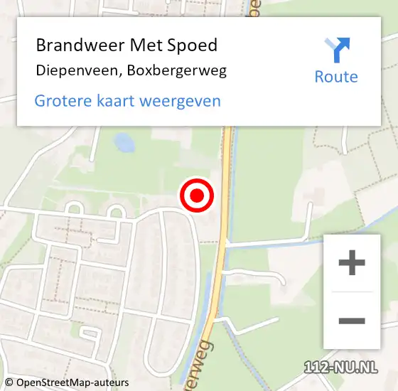 Locatie op kaart van de 112 melding: Brandweer Met Spoed Naar Diepenveen, Boxbergerweg op 19 februari 2022 11:01