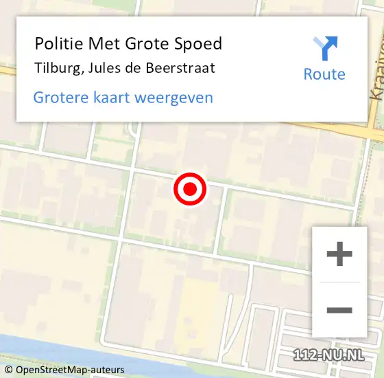 Locatie op kaart van de 112 melding: Politie Met Grote Spoed Naar Tilburg, Jules de Beerstraat op 19 februari 2022 11:02
