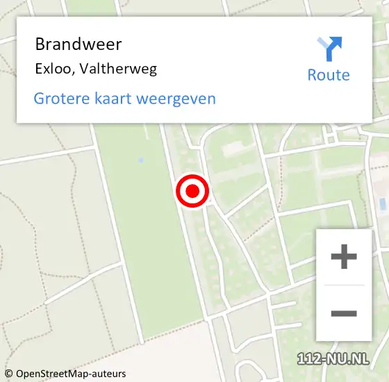 Locatie op kaart van de 112 melding: Brandweer Exloo, Valtherweg op 19 februari 2022 11:09