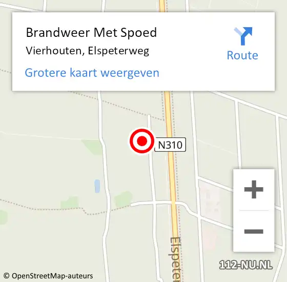 Locatie op kaart van de 112 melding: Brandweer Met Spoed Naar Vierhouten, Elspeterweg op 19 februari 2022 11:16