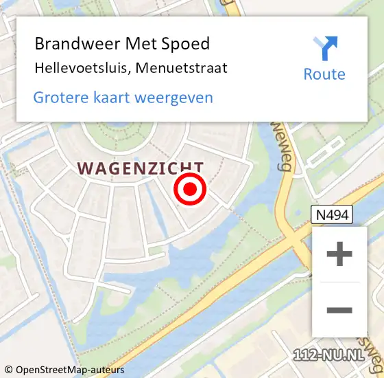 Locatie op kaart van de 112 melding: Brandweer Met Spoed Naar Hellevoetsluis, Menuetstraat op 19 februari 2022 11:19