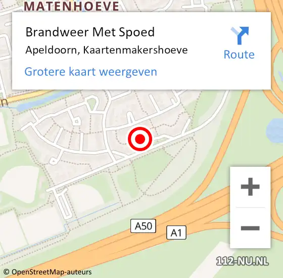 Locatie op kaart van de 112 melding: Brandweer Met Spoed Naar Apeldoorn, Kaartenmakershoeve op 19 februari 2022 11:37
