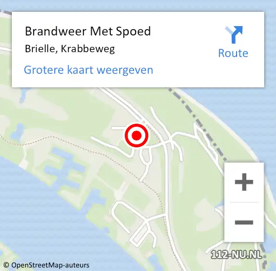 Locatie op kaart van de 112 melding: Brandweer Met Spoed Naar Brielle, Krabbeweg op 19 februari 2022 12:03