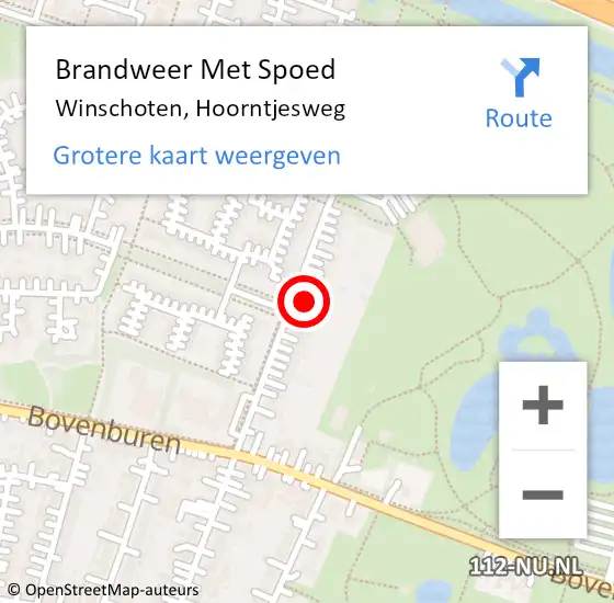 Locatie op kaart van de 112 melding: Brandweer Met Spoed Naar Winschoten, Hoorntjesweg op 19 februari 2022 12:17