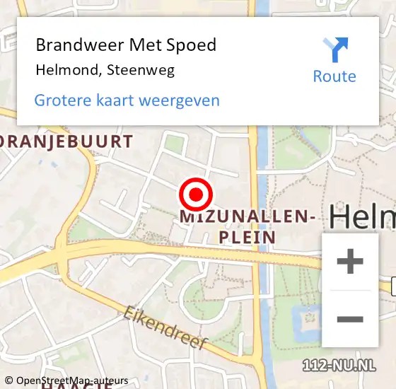 Locatie op kaart van de 112 melding: Brandweer Met Spoed Naar Helmond, Steenweg op 19 februari 2022 12:17