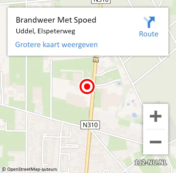 Locatie op kaart van de 112 melding: Brandweer Met Spoed Naar Uddel, Elspeterweg op 19 februari 2022 12:31