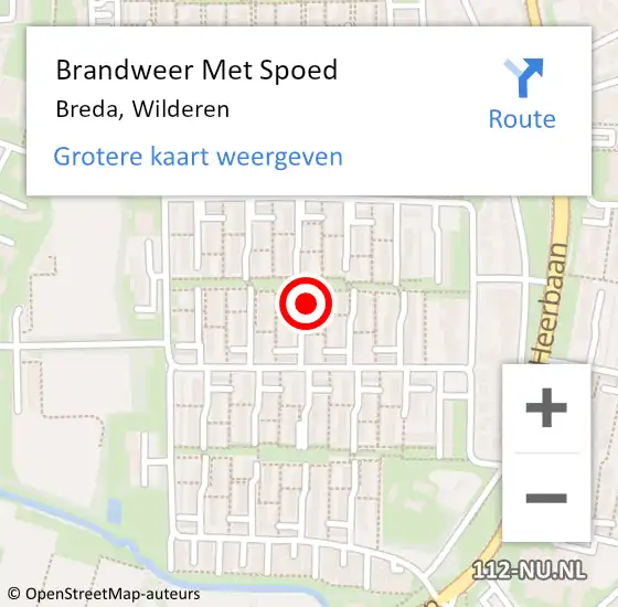 Locatie op kaart van de 112 melding: Brandweer Met Spoed Naar Breda, Wilderen op 19 februari 2022 12:51