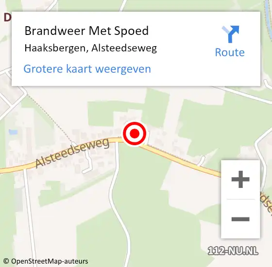 Locatie op kaart van de 112 melding: Brandweer Met Spoed Naar Haaksbergen, Alsteedseweg op 19 februari 2022 12:59