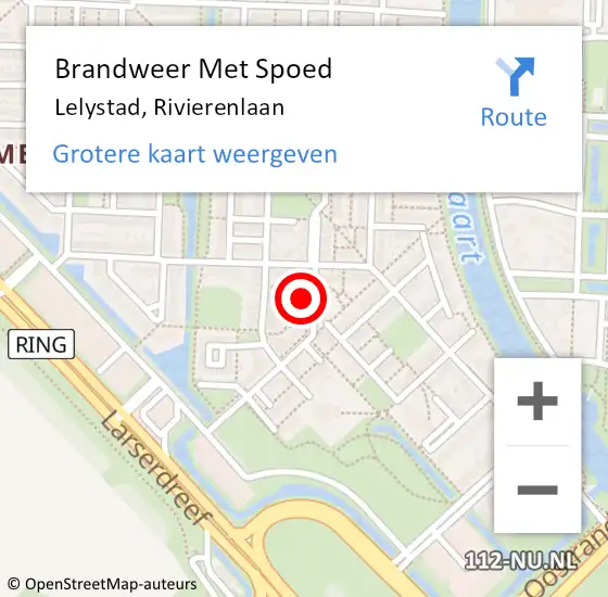 Locatie op kaart van de 112 melding: Brandweer Met Spoed Naar Lelystad, Rivierenlaan op 19 februari 2022 13:31