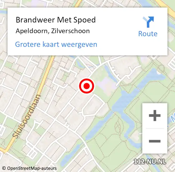 Locatie op kaart van de 112 melding: Brandweer Met Spoed Naar Apeldoorn, Zilverschoon op 19 februari 2022 13:37