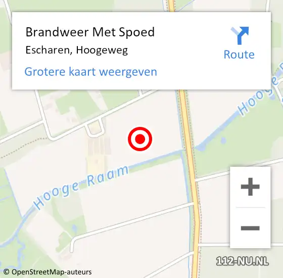 Locatie op kaart van de 112 melding: Brandweer Met Spoed Naar Escharen, Hoogeweg op 19 februari 2022 13:46