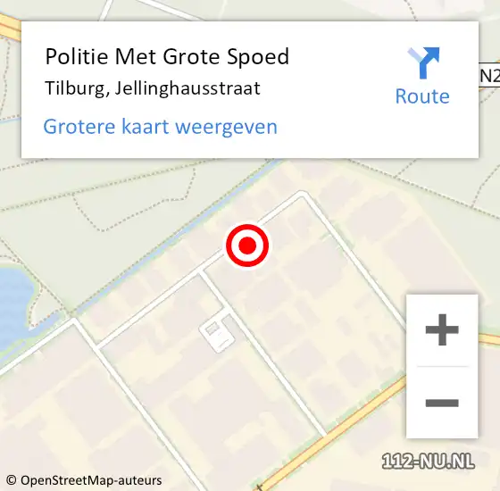 Locatie op kaart van de 112 melding: Politie Met Grote Spoed Naar Tilburg, Jellinghausstraat op 19 februari 2022 13:48