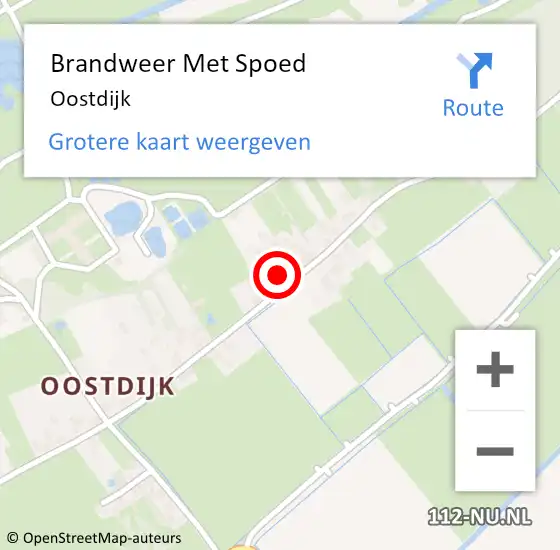 Locatie op kaart van de 112 melding: Brandweer Met Spoed Naar Oostdijk op 19 februari 2022 13:48