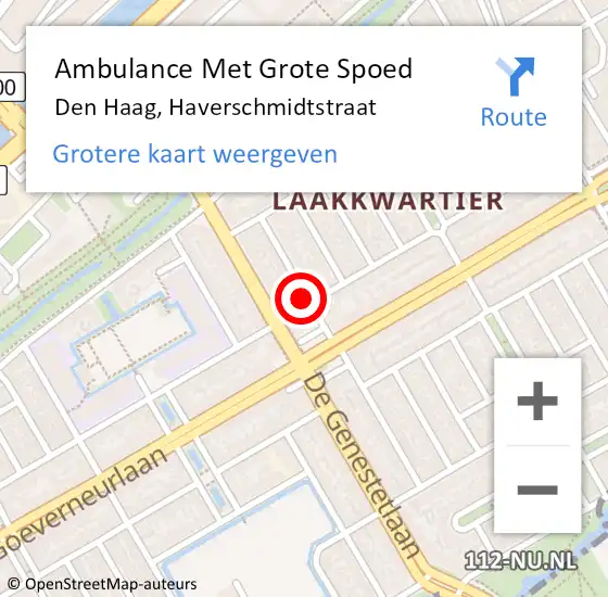 Locatie op kaart van de 112 melding: Ambulance Met Grote Spoed Naar Den Haag, Haverschmidtstraat op 19 februari 2022 14:30