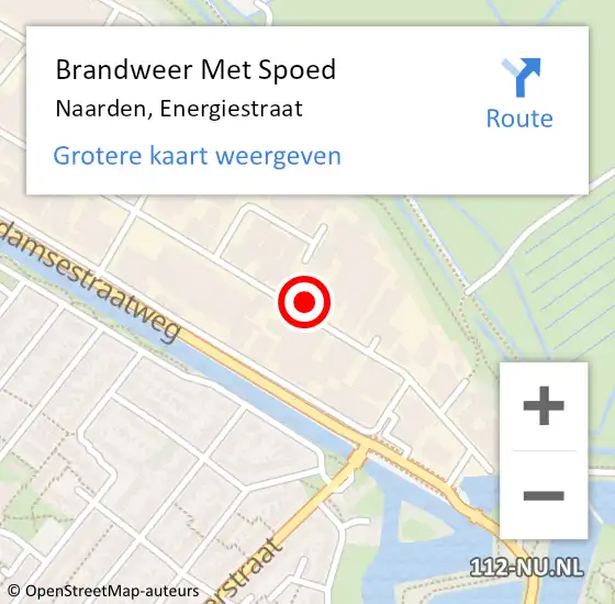 Locatie op kaart van de 112 melding: Brandweer Met Spoed Naar Naarden, Energiestraat op 19 februari 2022 14:34