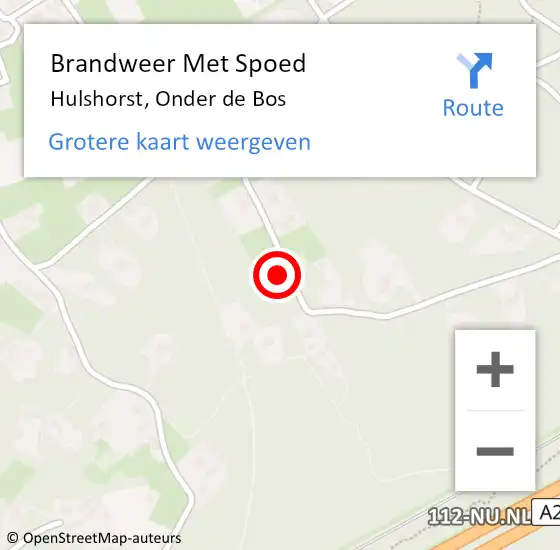 Locatie op kaart van de 112 melding: Brandweer Met Spoed Naar Hulshorst, Onder de Bos op 19 februari 2022 14:48