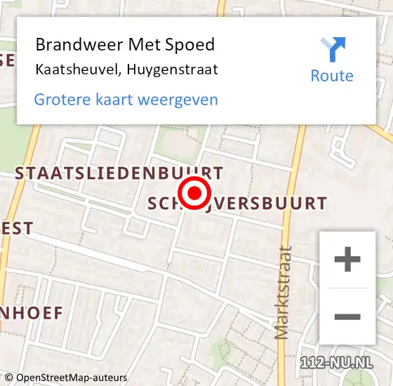 Locatie op kaart van de 112 melding: Brandweer Met Spoed Naar Kaatsheuvel, Huygenstraat op 19 februari 2022 15:40