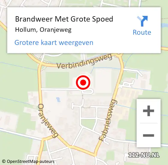 Locatie op kaart van de 112 melding: Brandweer Met Grote Spoed Naar Hollum, Oranjeweg op 19 februari 2022 16:07