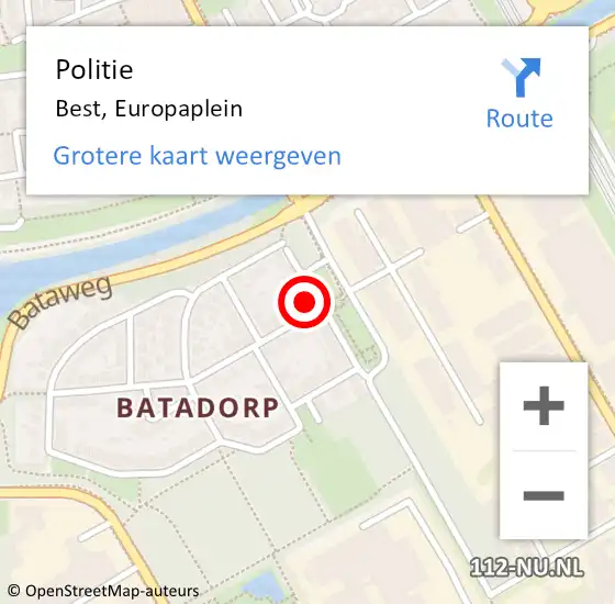 Locatie op kaart van de 112 melding: Politie Best, Europaplein op 19 februari 2022 16:16