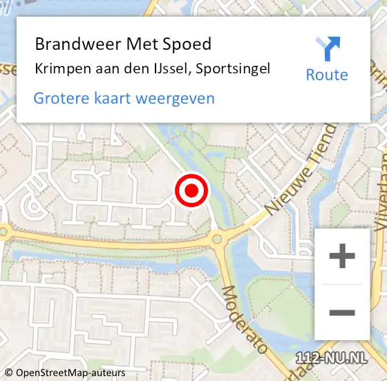Locatie op kaart van de 112 melding: Brandweer Met Spoed Naar Krimpen aan den IJssel, Sportsingel op 19 februari 2022 16:54