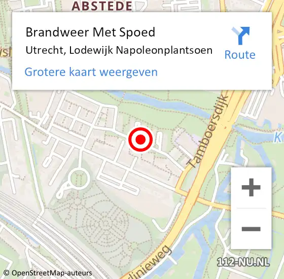 Locatie op kaart van de 112 melding: Brandweer Met Spoed Naar Utrecht, Lodewijk Napoleonplantsoen op 19 februari 2022 17:05