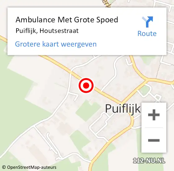 Locatie op kaart van de 112 melding: Ambulance Met Grote Spoed Naar Puiflijk, Houtsestraat op 19 februari 2022 17:14