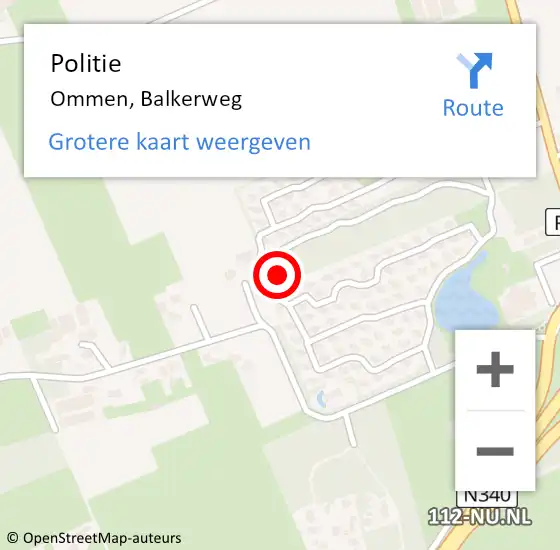 Locatie op kaart van de 112 melding: Politie Ommen, Balkerweg op 19 februari 2022 18:11