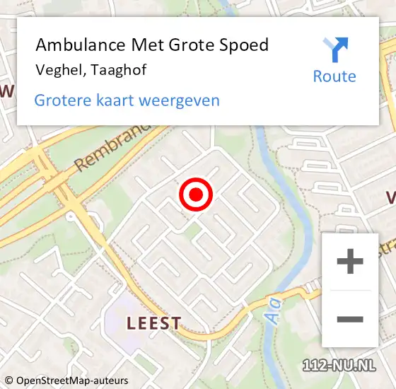 Locatie op kaart van de 112 melding: Ambulance Met Grote Spoed Naar Veghel, Taaghof op 8 juli 2014 21:45