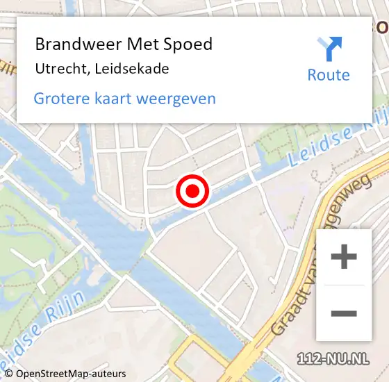 Locatie op kaart van de 112 melding: Brandweer Met Spoed Naar Utrecht, Leidsekade op 19 februari 2022 18:54