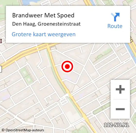 Locatie op kaart van de 112 melding: Brandweer Met Spoed Naar Den Haag, Groenesteinstraat op 19 februari 2022 19:35