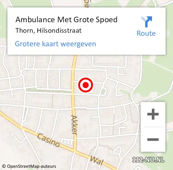 Locatie op kaart van de 112 melding: Ambulance Met Grote Spoed Naar Thorn, Hilsondisstraat op 19 februari 2022 20:35