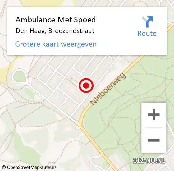 Locatie op kaart van de 112 melding: Ambulance Met Spoed Naar Den Haag, Breezandstraat op 20 februari 2022 01:37