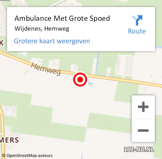 Locatie op kaart van de 112 melding: Ambulance Met Grote Spoed Naar Wijdenes, Hemweg op 20 februari 2022 03:28