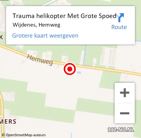 Locatie op kaart van de 112 melding: Trauma helikopter Met Grote Spoed Naar Wijdenes, Hemweg op 20 februari 2022 03:29