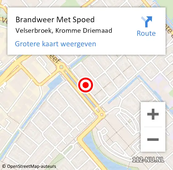 Locatie op kaart van de 112 melding: Brandweer Met Spoed Naar Velserbroek, Kromme Driemaad op 20 februari 2022 04:03