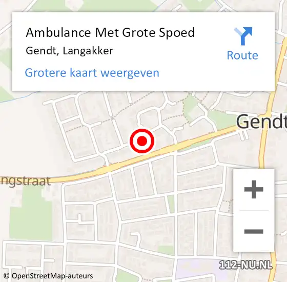 Locatie op kaart van de 112 melding: Ambulance Met Grote Spoed Naar Gendt, Langakker op 20 februari 2022 04:16