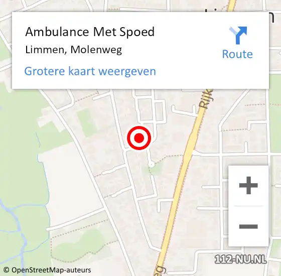 Locatie op kaart van de 112 melding: Ambulance Met Spoed Naar Limmen, Molenweg op 20 februari 2022 04:56