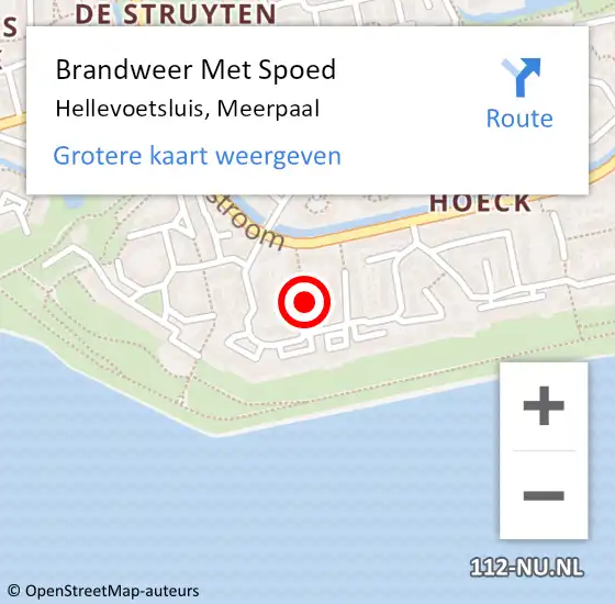 Locatie op kaart van de 112 melding: Brandweer Met Spoed Naar Hellevoetsluis, Meerpaal op 20 februari 2022 09:45