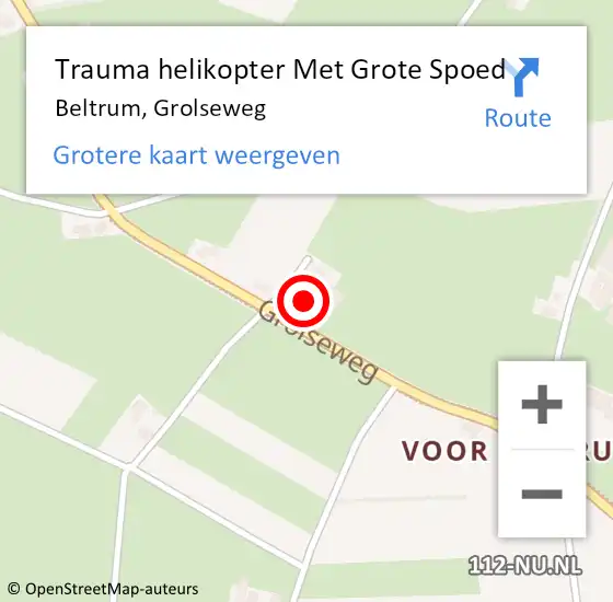 Locatie op kaart van de 112 melding: Trauma helikopter Met Grote Spoed Naar Beltrum, Grolseweg op 20 februari 2022 11:47