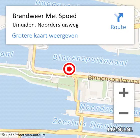 Locatie op kaart van de 112 melding: Brandweer Met Spoed Naar IJmuiden, Noordersluisweg op 20 februari 2022 12:36