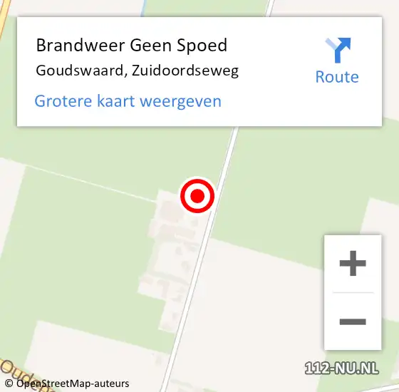 Locatie op kaart van de 112 melding: Brandweer Geen Spoed Naar Goudswaard, Zuidoordseweg op 20 februari 2022 14:44