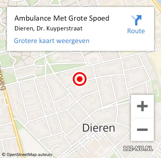 Locatie op kaart van de 112 melding: Ambulance Met Grote Spoed Naar Dieren, Dr. Kuyperstraat op 20 februari 2022 15:09