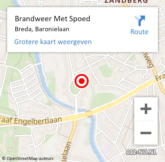 Locatie op kaart van de 112 melding: Brandweer Met Spoed Naar Breda, Baronielaan op 20 februari 2022 16:00
