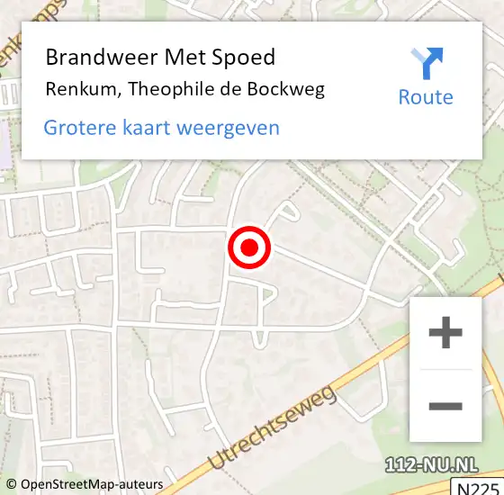 Locatie op kaart van de 112 melding: Brandweer Met Spoed Naar Renkum, Theophile de Bockweg op 20 februari 2022 16:36